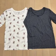 クマ柄と無地のアンダーシャツ2枚セット 140