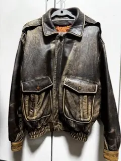 【極エイジング】ヴィンテージ 羊革 レザージャケット A-2型 ブラウン L