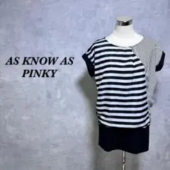 アズノゥアズピンキー カットソー ボーダー ストライプ 異素材切替 4258