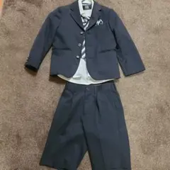 ブラック ストライプ フォーマルスーツ (ショートパンツ付き)120cm