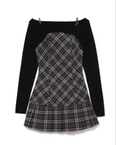 正規品andmary Selena check mini dress gray