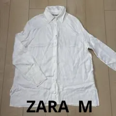 ZARA ザラ　ホワイト 長袖　シャツ 厚手　シンプル　定番　変形　Mのサムネイル