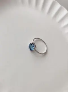 [No.59] 宝石質 ロンドンブルートパーズのリング Silver ロジウム