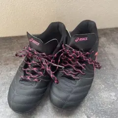 asics DS LIGHT サッカーシューズ ブラック/ピンク　22cm