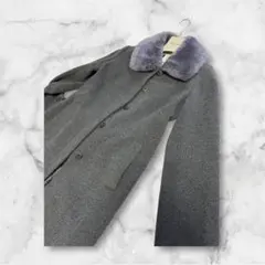 KUMIKYOKU グレー ファー付ロングコート✨