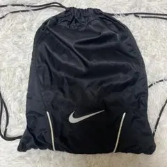 90s NIKE ナイキ　ナップサック　古着　刺繍　センターロゴ　黒　ブラック