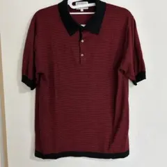 赤黒ストライプ ポロシャツ LL