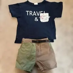 ブリーズネイビーTシャツとカーキショートパンツセット