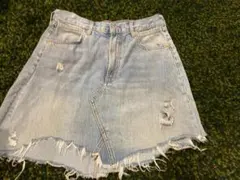 ZARA　クラッシュデニムスカート　30　L