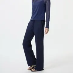 【UNIQLO】ウォッシャブルニットリブパンツ　L ネイビー