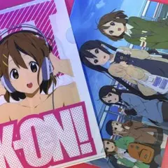 けいおん！ A4、 2枚セット（平沢唯 アニメディア付録 ／ 映画ローソン特典）