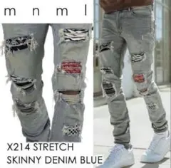 mnmlリペアデニムパンツ X214 SKINNY STRETCH DENIM