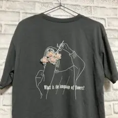 【新品】ESTACOT❣️バックプリント花付き　レディースTシャツ　半袖