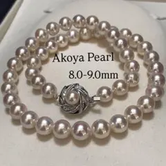 テリ最強✨あこや真珠 パール ネックレス ブルーグレー 7.0-7.5 花金具