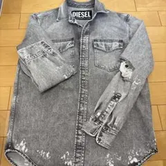 DIESEL グレー ダメージデニムシャツ