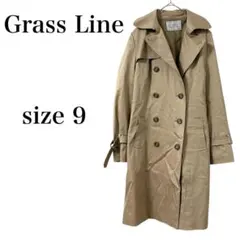 【グラスライン】 アウター トレンチコート ロング 長袖 綿混
