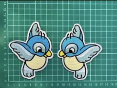 ディズニー 風 小鳥 アイロンワッペン 左右セット