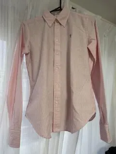 ラルフローレン　ピンクと白のストライプ 長袖シャツ