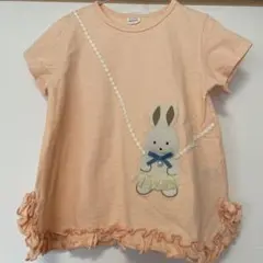 lapoche biscuit フリル付きウサギ刺繍チュニック 120