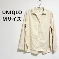 UNIQLO ライトフランネルシャツ スキッパー 長袖 M オフホワイト