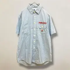 フランクリンアンドマーシャル ストライプ 半袖シャツ コットン 【S】 ブルーのサムネイル