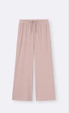 一回着用　GU　リブプルオンパンツ　XL ピンクワイドパンツ