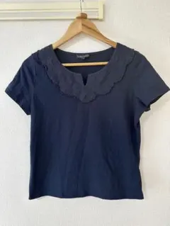 【美品】LAURA ASHLEY 半袖シャツ ネイビー Lのサムネイル