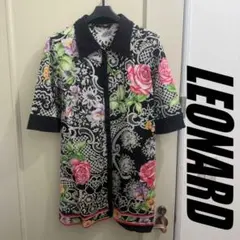 LEONARD レオナール ブルー 総柄 テーラードジャケット ブレザー 花柄