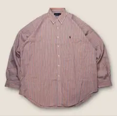 Ralph Lauren ストライプシャツ オレンジブルー ワンポイント刺繍