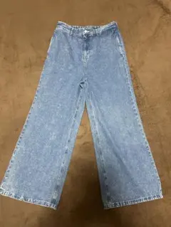 [CLEL] ライトブルーデニムワイドレッグパンツ