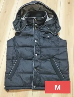 ☆2way☆　メンズ　ダウンベスト　M　ネイビー　フード付き