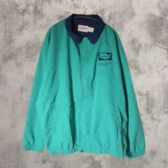 USA製 90s 企業ロゴ ワークジャケット ターコイズブルー 古着 Y2K