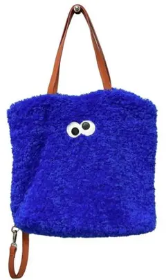 ROOTOTE クッキーモンスターボアトートバッグ　モコモコ　青セサミストリート