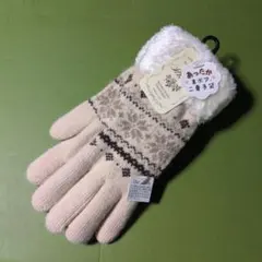 手袋　Stream 雪の結晶柄 ベージュ手袋