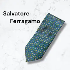Salvatore Ferragamo ネクタイ　犬柄　水色　シルク　イタリア製