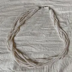 シルバー　7連　パールネックレス