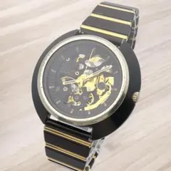 【希少】シチズン 自動巻き スケルトン ビンテージ ブラック ゴールド 腕時計のサムネイル