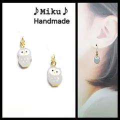 No.1444-A 雪だるま☆スノーマン☆レジンピアス・イヤリング(シルバー 