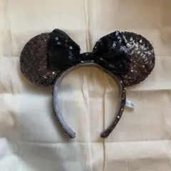 ミニー　スパンコール　グレー　黒　カチューシャ