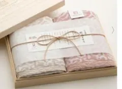 新品今治タオル2枚セット唐草模様ベージュ系とピンク系