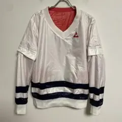le coq sportif ホワイト Vネック リバーシブル 中綿ピステ L