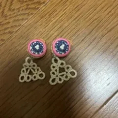 ハンドメイド ピアス ピンク 紫