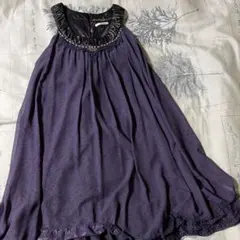 美品 　axes femme　 ノースリーブワンピース 　パープル　襟ビジュー