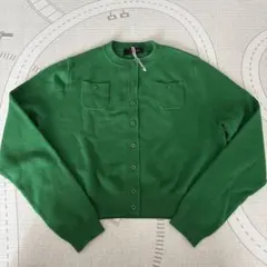 CABaN コットンカシミヤ　クルーネックカーディガン　グリーン　XSサイズ