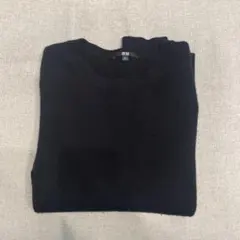 ブラック カシミア クルーネックセーター 長袖