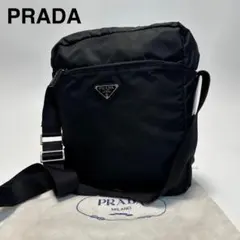 i42【極美品】プラダ　三角ロゴ　ナイロン　レザー　ブラック　ショルダーバッグ