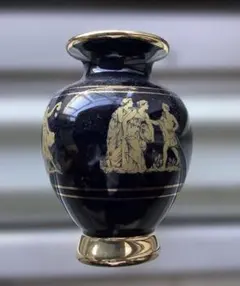ギリシャ製 24Kゴールド装飾 花瓶　欠けあり I.SPYROPOULOS ギリシャ製 24K金彩 花瓶 黒 - メルカリ