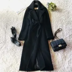 希少42✨美品 マックスマーラ マニュエラコート カシミヤ 女優襟 ブラック
