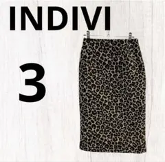 F0109　【INDIVI】膝たけスカート　３サイズ　豹柄