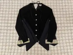 LANVIN en Bleu黒カーディガン サイズ38 インド綿刺繍リメイクのサムネイル
